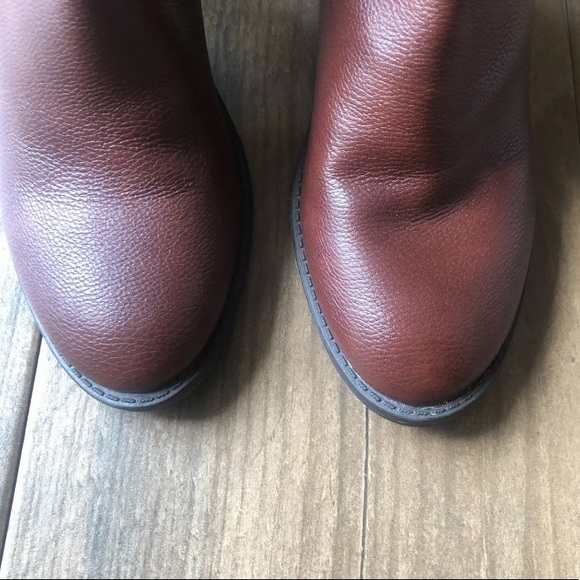 Merona Maroon Black High Booties Block Heel 8 - Picture 2 of 9